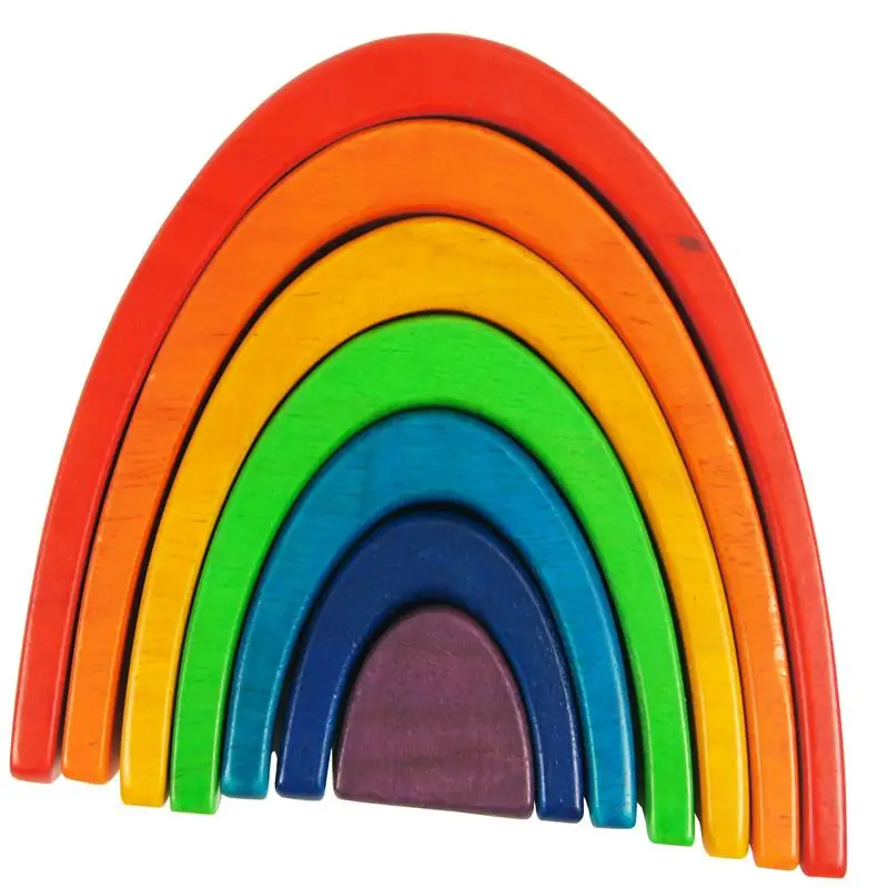 

Free Shipping Wooden block rainbow kids children building blocks wooden toys baby early learning montessori educational