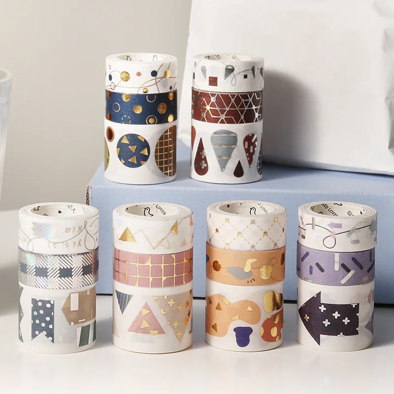 

3pcs/lot Mohamm Gold Stamping Paper Tape Handbook Diary DIY Decorative Washi Tapes Set Scrapbook Supplies Stickers Scrapbooking