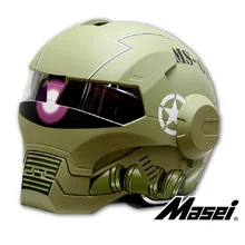 MASEI610 IRONMAN capacete da motocicleta Capacete motocross metade Tendência Personalidade capacete aberto rosto capacete Raça do Ciclo capacete Matte Verde