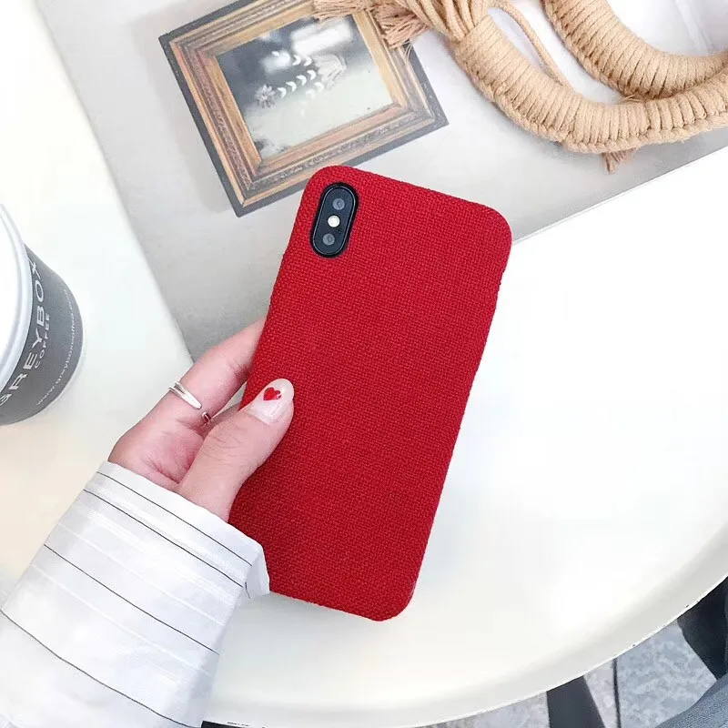 LUDI Vinatge Canvas Cloth Phone Case for iPhone 7 Cases Soft Fabric Texture Solid Color Fundas Capas for iPhone X 6 6S 7 8 Plus 08