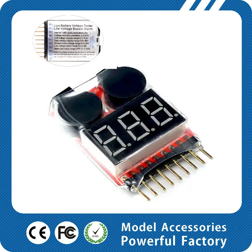 2 in1 RC Lipo Battery Low Voltage Meter Tester Indicator 1S 8S LED