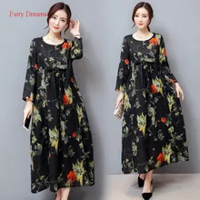 Fairy Dreams Women Plus Size Clothing XXXL Dresses Loose Long Dress 2017 Spring Autumn New Style Maxi Dresses vestidos de festa