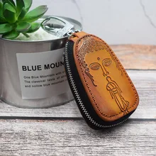 Топ коровья кожа автомобильный мужской держатель для ключей Ретро ключница для ключей автомобиля натуральная кожа Креативный дизайн ручной работы ключница