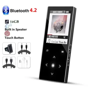 

New Bluetooth4.2 MP3 Player 16GB Speaker Portable Lossless HiFi Sport Metal Music Player Touch Button FM Radio, Voice Recorder