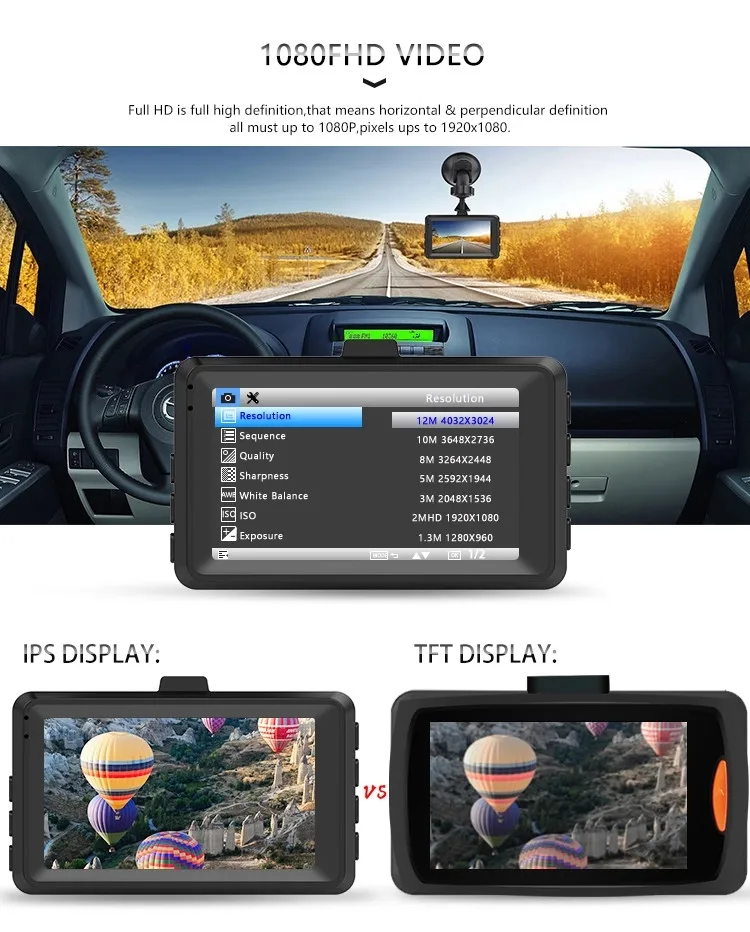 170 degress Car DVR camera loop recording night vision cycle recording10