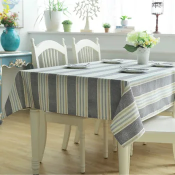 

DUNXDECO Tablecloth Table Cover Fabric Mat Nordic Style Simple Classical Yarn Dyed Stripe Modern French Style Home Party Deco