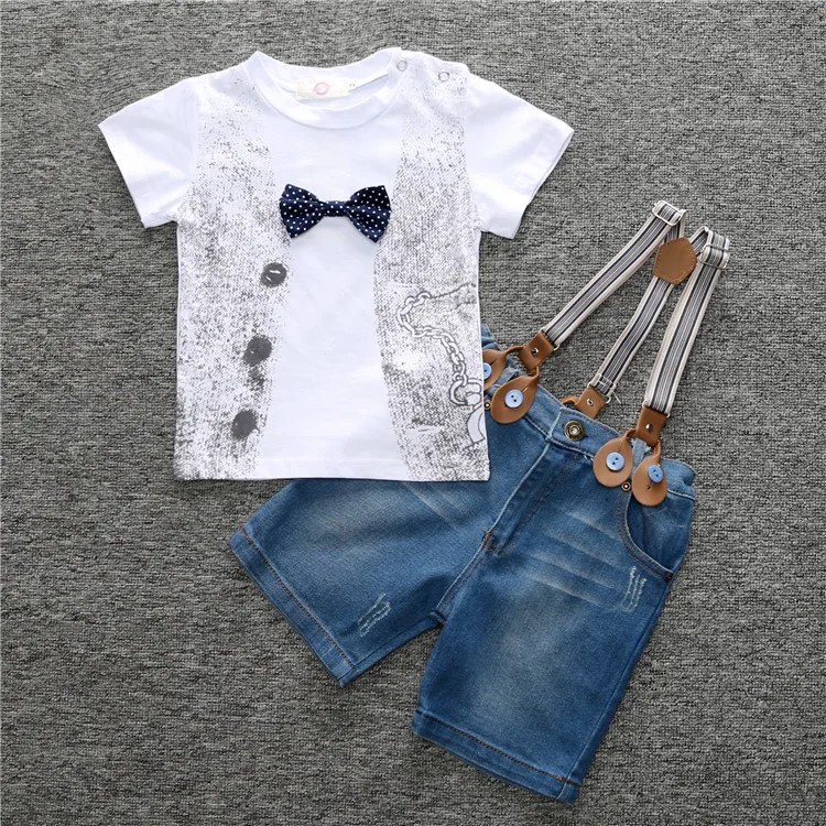 

TZK236 Gentleman Retail Baby boys casual summer clothing sets shirt + jeans 2 pcs. boys suits baby suit boys suit 2019