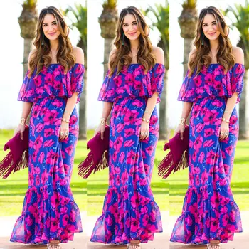 

Women Sexy Summer Dress Boho Maxi Long Evening Party Dresses Beach Sundress Summer Short Sleeve Costume