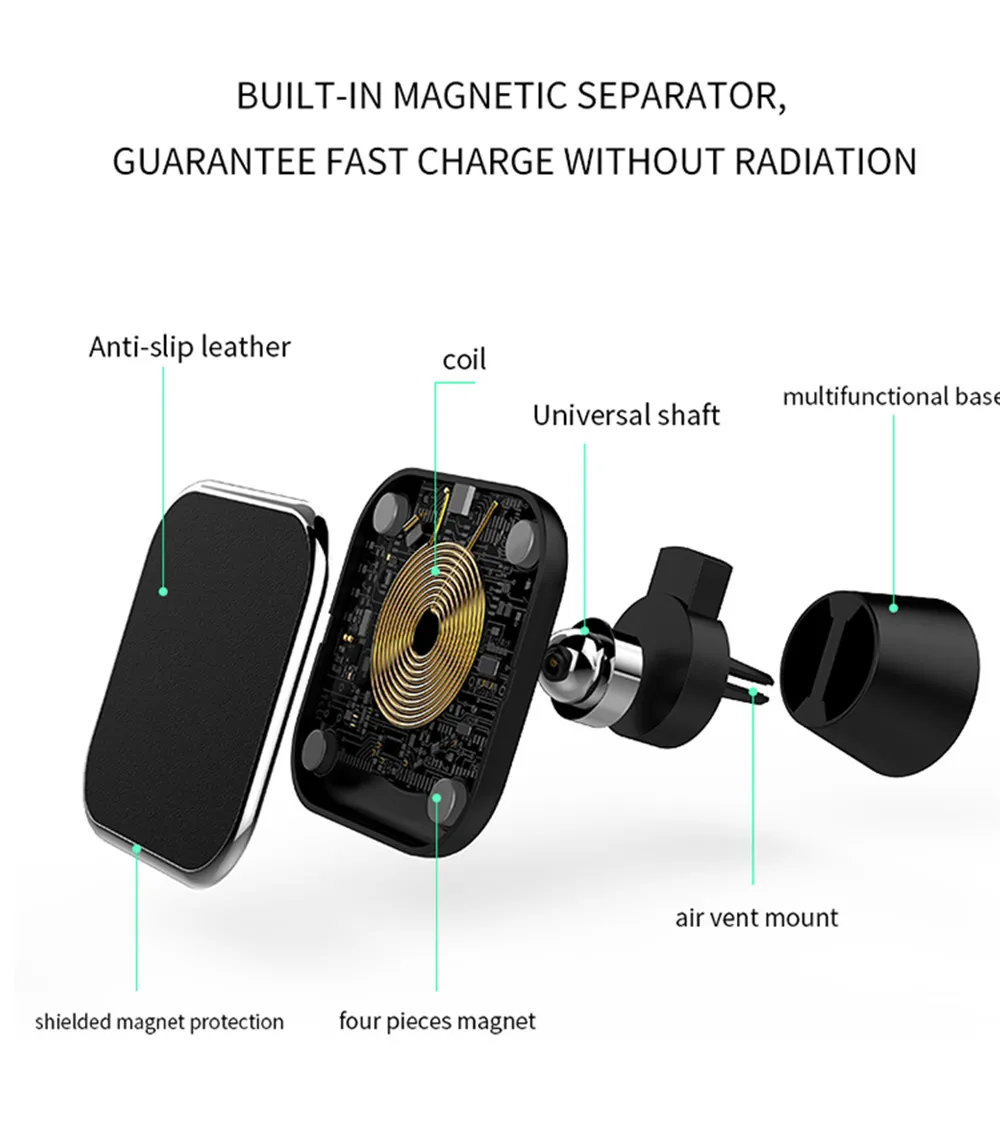 XMXCZKJ автомобильное Qi Беспроводное зарядное устройство магнитный держатель для телефона Подставка для Iphone X 8 samsung крепление на вентиляционное отверстие беспроводной зарядный держатель для телефона