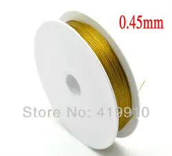 Золотой тон Сталь Бисер Провода 0.45 мм, продается за пакет 2 рулона (160 м) m00153