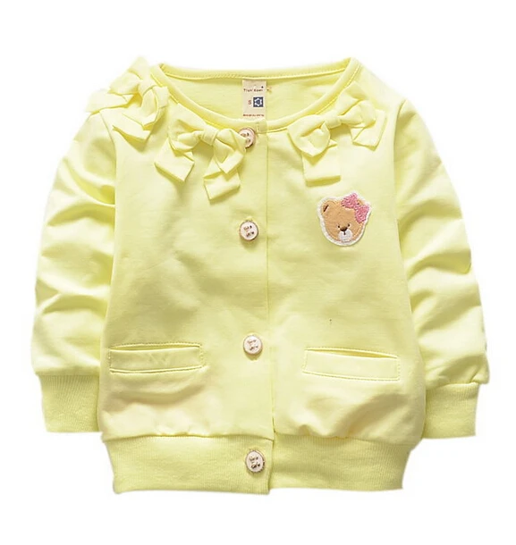 

(1piece /lot) 100% cotton 2016 cute autumn yellow bear baby outerwear 1-3 year old (73.80.90.100cm)