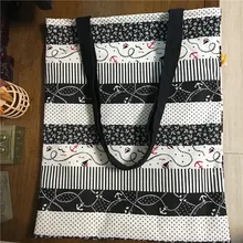 YILE хлопок лен Экологичная для шоппинга с ручкой сумка наплечная печать полосатая лодка с рулем с подкладкой 170119-1