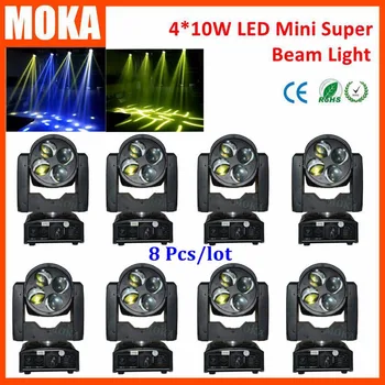 

8PCS/LOT Mini DMX 4*10w Led Moving Head Light Beam 50/60Hz MOKA Stage Light for Star Concert Bar Cerebration