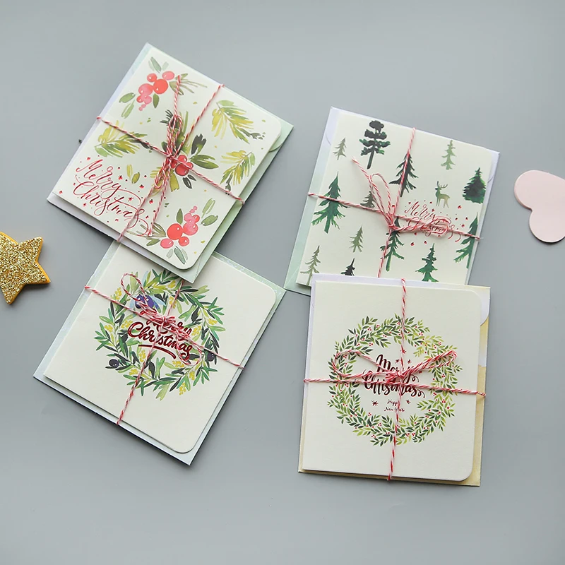 8pcs/Christmas warm heart illustration paper greeting ...