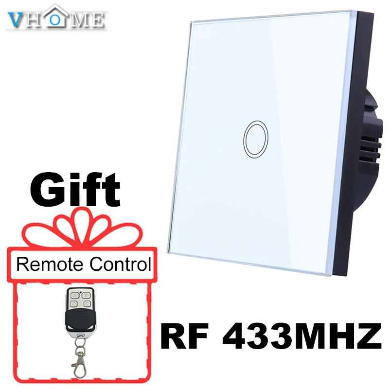 

Vhome LED light touch switch rf glass panel Smart remote control switch EU Type 220V For Smart Home light LED Sensor Switches