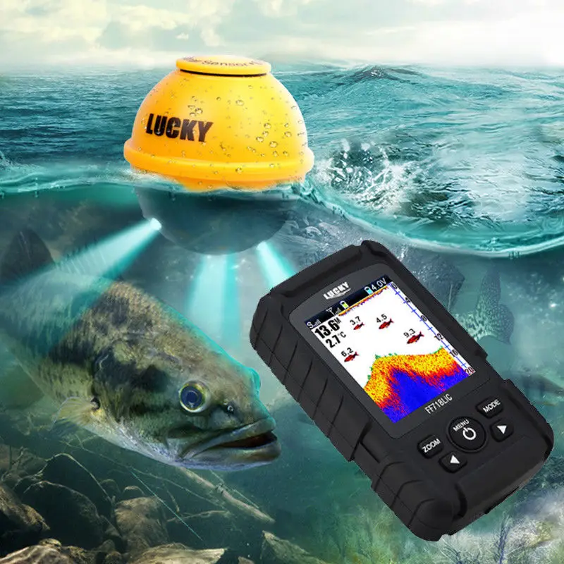  LUCKY FF718LiC-WLA 45M/147Feet Sonar Depth Waterproof Fishfinder Wireless Portable Fish Finder 125K