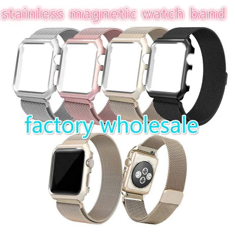 

Case+watch strap band 44mm 42mm 40mm 38mm Milanese Loop bracelet Stainless Steel watchband for Apple Watch 4 3 21 nice style