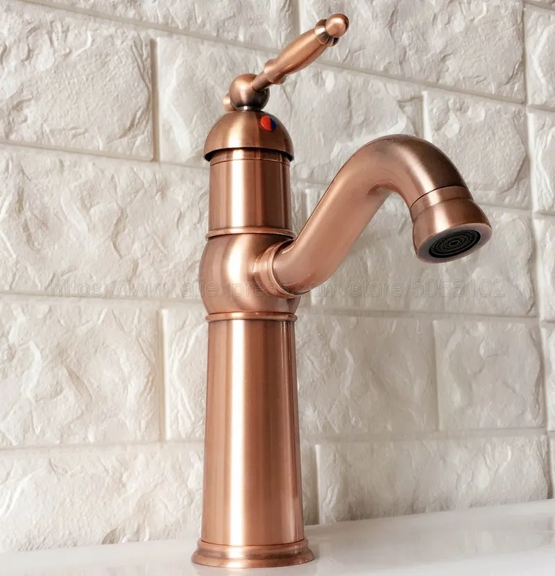 Antique Red Copper Single Handle Kitchen Tap Single Hole Handle Swivel 360 Degree Water Mixer Tap Mixer Tap znf389