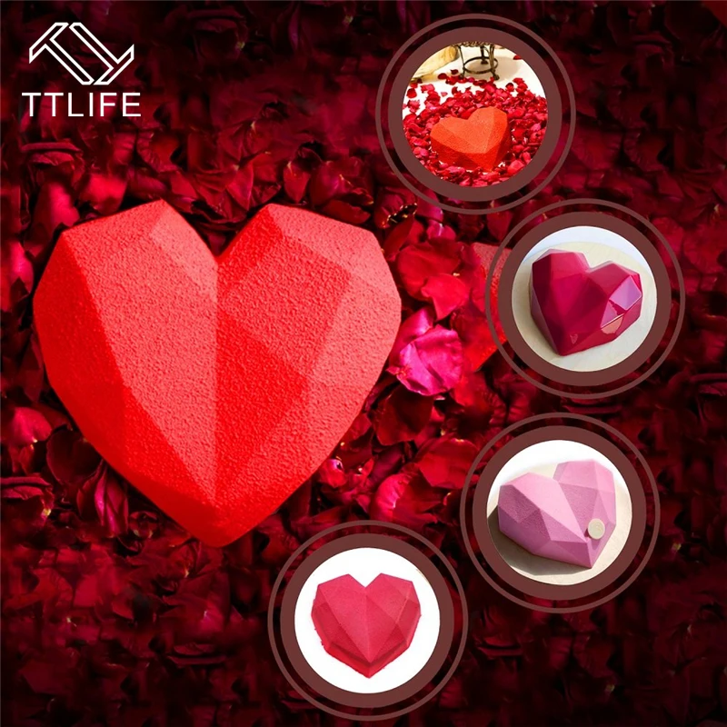 

TTLIFE Cake Mold 6 Cavity Silicone Mould Cake Decorating Tools Diamond Heart Shape Bakeware Form for Soap Mousse Pastry Tools