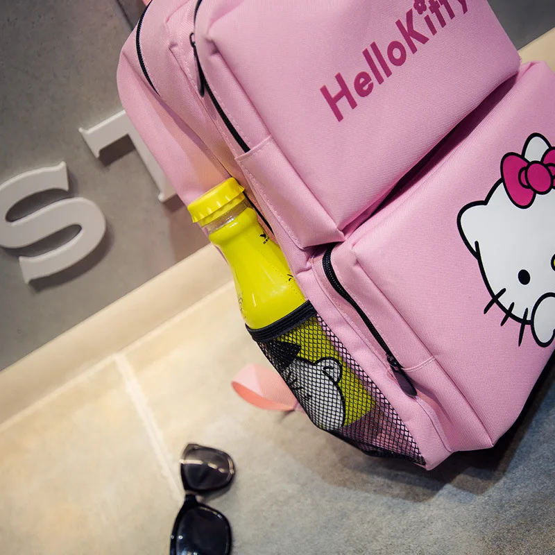 Hello Kitty lovely Pink Canvas Backpack for girls school satchel lady s travel casual laptop bag