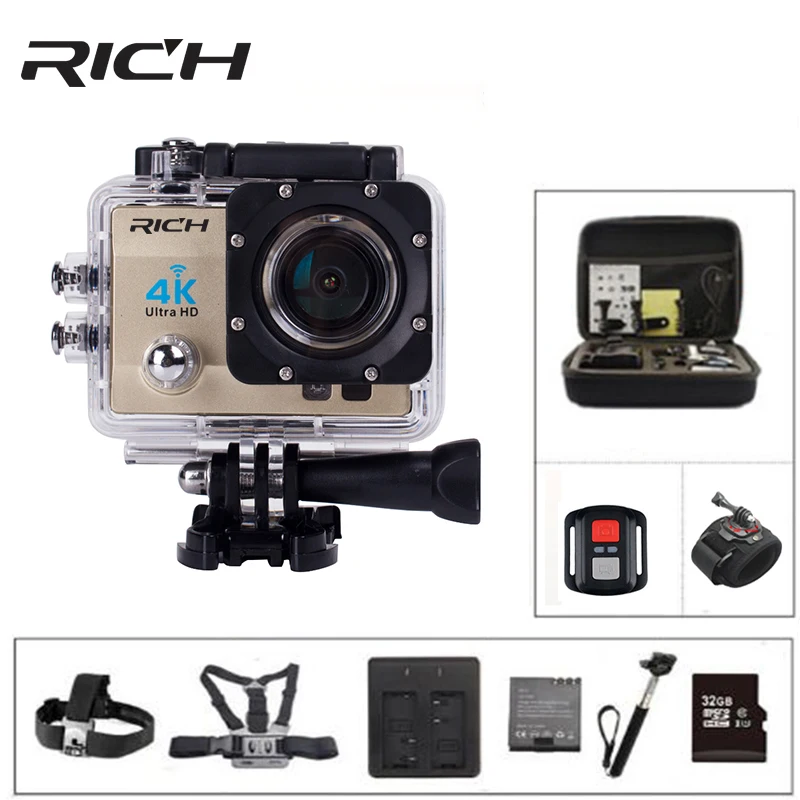 

RICH Action Camera 4K Ultra HD 1080p WIFI Sports cameras Q5 14MP 30fps/60fps underwater waterproof cameras Helmet extreme cam