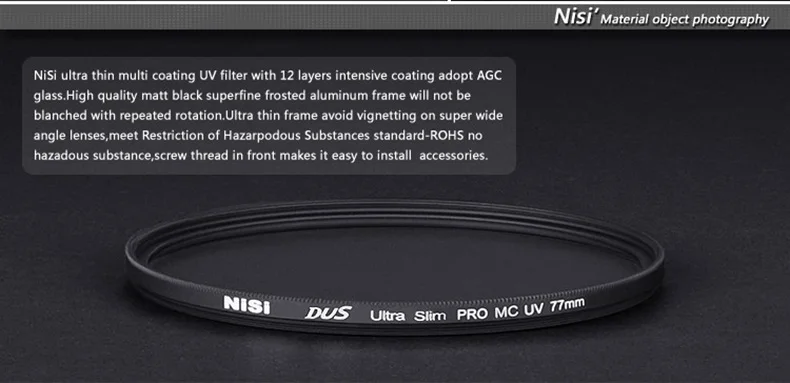 NiSi Slim MC УФ фильтр с многослойным 40,5 49 52 55 58 62 67 72 77 82 95 105 мм Профессиональный многослойным покрытием ультратонкий протектор для Камера объектив