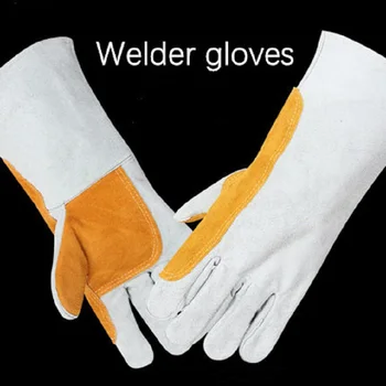 

1 Pair Welding Work Gloves Heat-insulation Made of Cowhide Long Wear-resistant Metal Cutting Mechanical Consolidation Repair