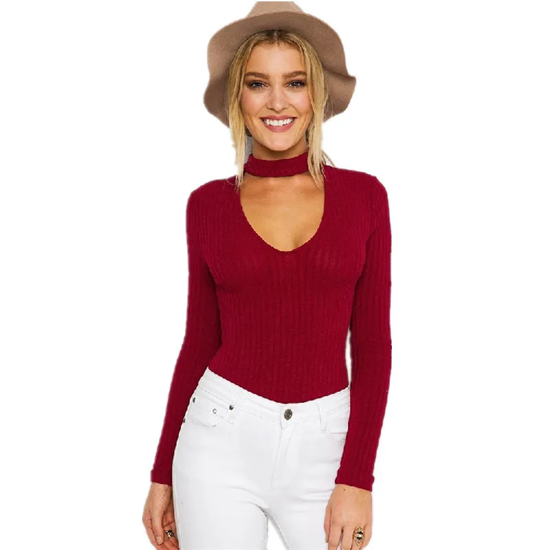 

Fashion Autumn Winter Halter Sweater XXXXL 5XL Plus Size Slim Sexy V-Neck Solid Women Tops Jumper Casual Pull Femme Pullover