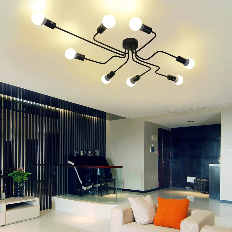 

Black Iron Chandelier Lighting Vintage 6/8 heads Ceiling light for Living Room Bedroom Bar Industrial Loft Nordic Lighting