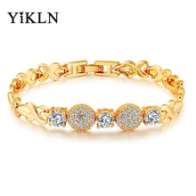 YiKLN классического золотого цвета с украшением в виде кристаллов Браслеты Шамбала, браслет фианит женские дружбы Брекет, ювелирное изделие, подарок YKS498