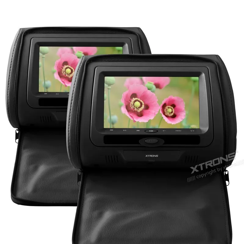 Top 2x7" Black Color (Grey & Beige Optional) Headrest Car DVD Car Headrest Monitor with DVD Buit-in IR& FM Transmitter 1