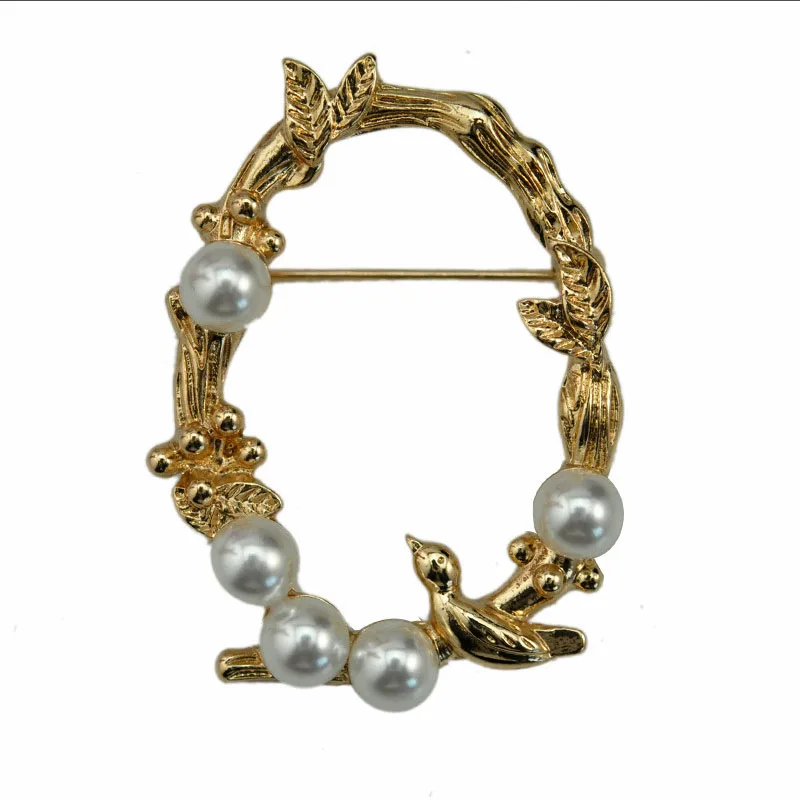 Vintage Silver Broches Imitation Pearls Brooches Women & Men Long Pin