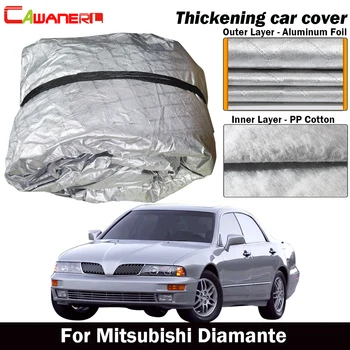 

Cawanerl Waterproof Car Cover Thick Cotton Sun Shade Rain Hail Snow Dust Resistant Cover For Mitsubishi Diamante Sedan Wagon