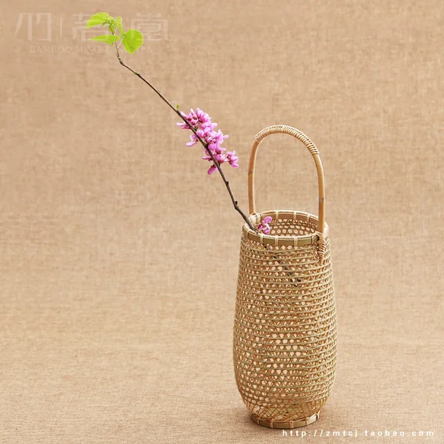 Portable bamboo insert basket antique bamboo basket ikebana supplies bamboo flower vase chinese