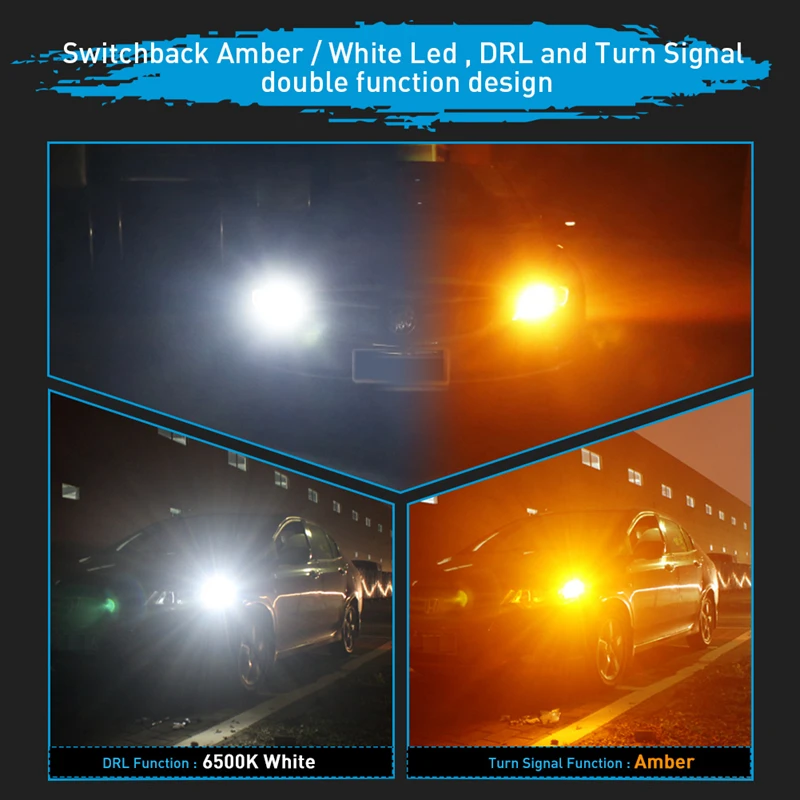 Katur 2x Canbus Error Free T25 3157 Switchback светодиодный двухцветная сигнальная Поворотная лампа