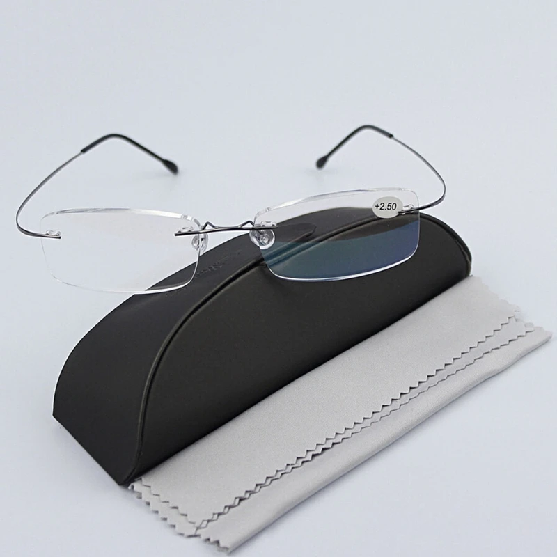 Ультралегкие титановые прямоугольные очки без оправы, очки, оправа для очков+ 1,0/+ 1,5/+ 2,0/+ 2,5/+ 3,0/+ 3,5/