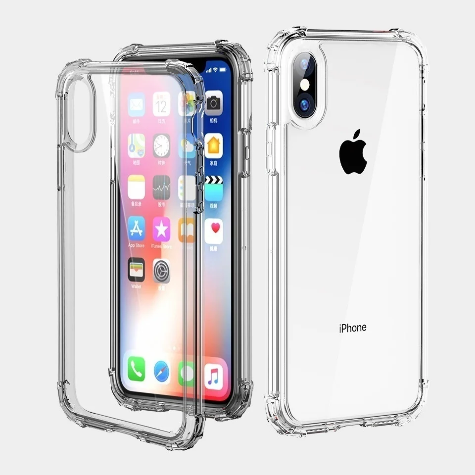 Мягкий чехол из ТПУ с защитой от падения для Ipone 11 Pro MAX Xs Max X Xr 6 7 8 6s Plus прозрачная