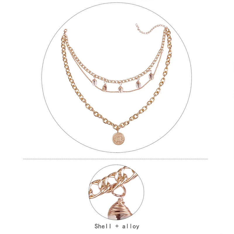 Lalynnlys богемное массивное многослойное ожерелье s для женщин портрет круглая монета кулон ожерелье ювелирные изделия оптом N68431