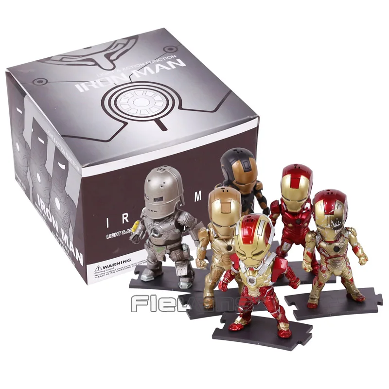 

Egg Attack Iron Man Light & Action Function Iron Prtriot MK42 43 22 24 2 PVC Action Figures Collectible Model Toys 9cm 6pcs/set