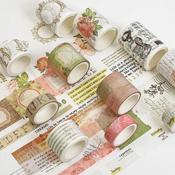 

1-6cm*5m Vintage newspaper Flower washi tape DIY decoration scrapbooking planner masking tape adhesive tape label sticker