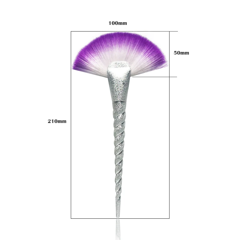 Мода Ins Единорог макияж кисти Рог Серебряный Блеск Блестящий готовой макияж Большой Мягкий веер порошок Brsuh розовый