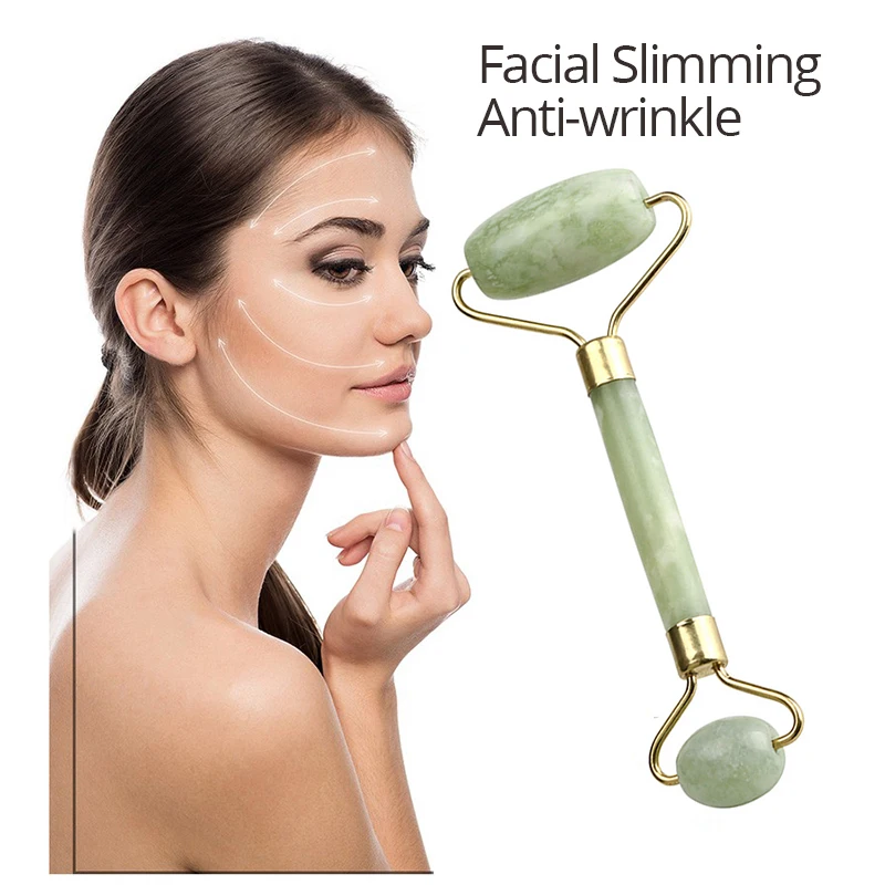 

Jade Roller Real Jade Made Facial Slimming Massager Anti Wrinkle Facial Beauty Relaxation with Double Roller