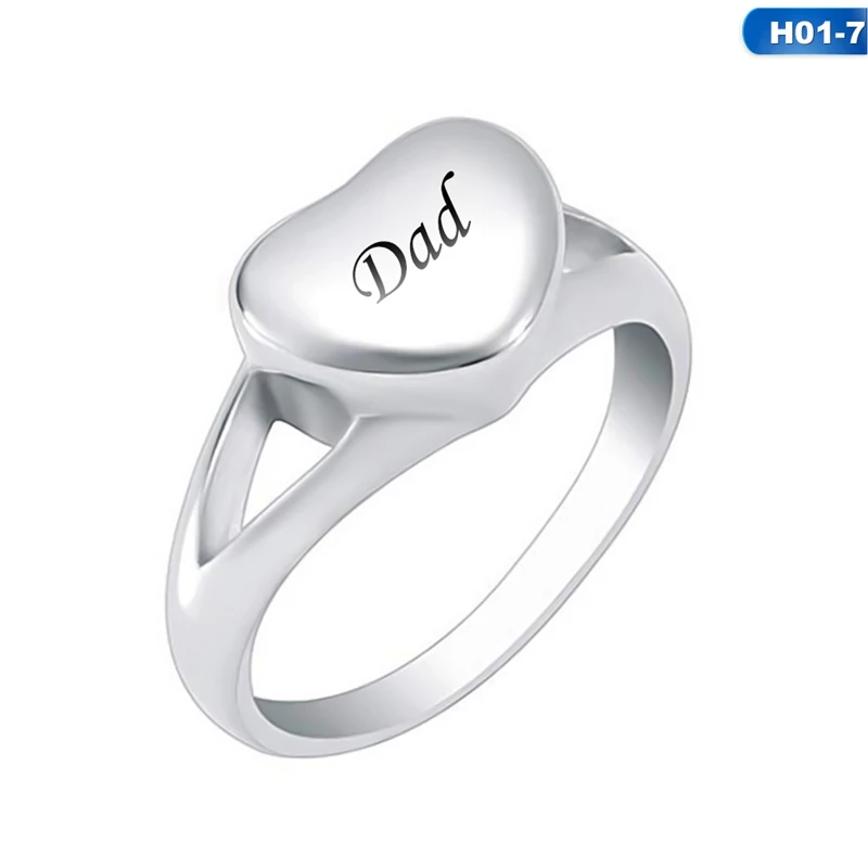 

Vintage Heart Shape Memorial Rings Mom Dad Son Wife Husband Brother Grandma Uncle Stainless Steel Cremation Ash Urn Finger Rings