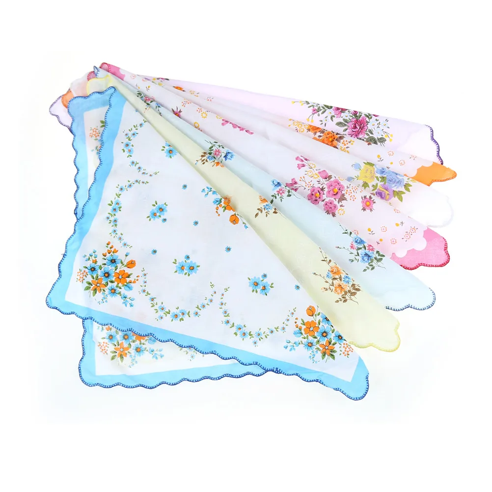 10 шт. винтажный цветочный женский квадратный платок Hanky Pocket Hankies полотенце хлопок 30 см* 30 см случайный цвет