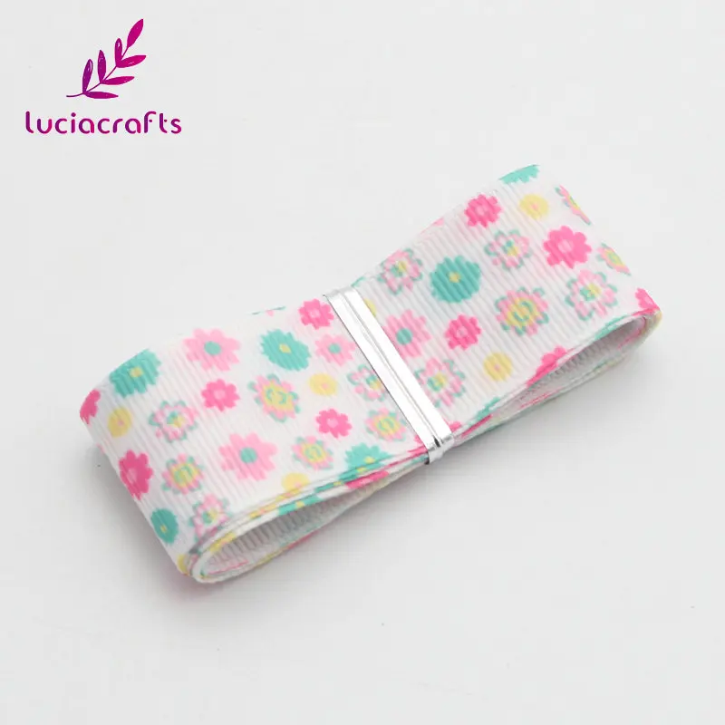 Lucia Crafts 5y/8y 25 мм Grosgrain печатные упаковочные ленты DIY Швейные аксессуары для волос ручной работы материал S0806 - Цвет: white 5y