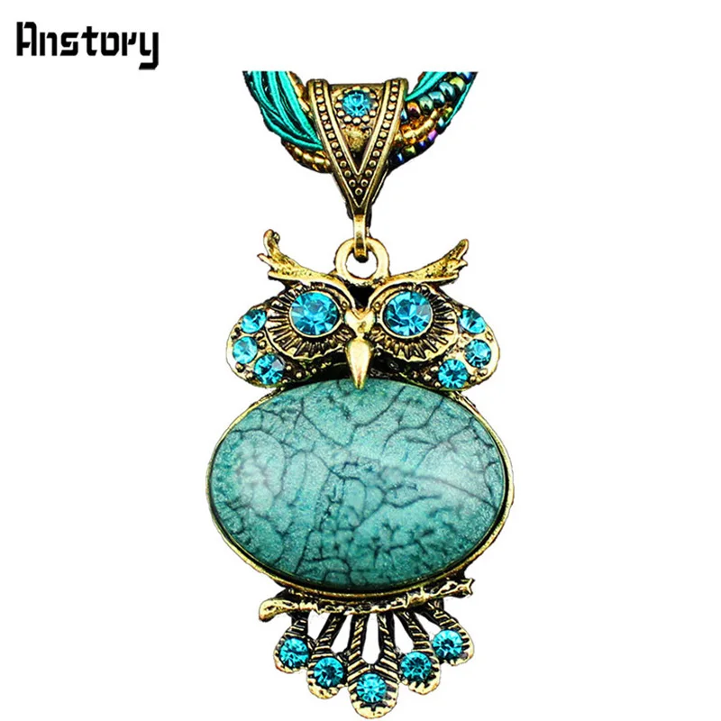 

Cute Crystal Owl Pendant Necklace For Women Vintage Antique Bronze Plated Fashion Jewelry N130