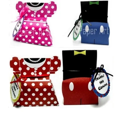 

Mickey & Minnie Mouse Favor Treat Boxes Bags Wedding Party Birthday Candy Bags Gables Boxes 4 Designs Cute Candy Boxes 20pcs/Lot