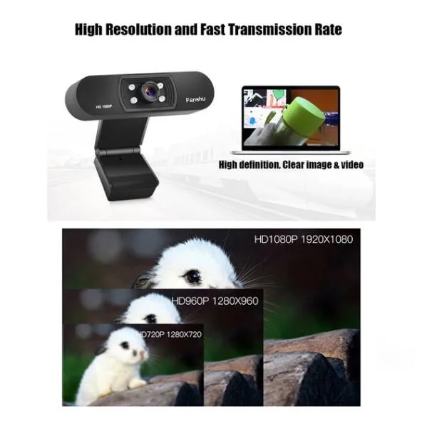 Цифровая веб камера Fanshu USB 2 0 Full HD 1080P с микрофоном прищепка МП CMOS для компьютера ПК