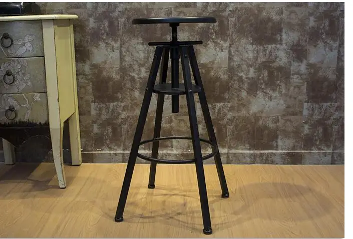 Bar stool. Black solid wood. Seat height adjustable. American style old bar chair..010 Bar stool. Black solid wood. Seat height adjustable. American style old bar chair..010