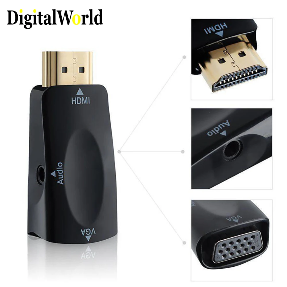 HDMI мужчина к VGA Женский 1080 p видео конвертер адаптер 3,5 мм аудио кабель для ПК RF